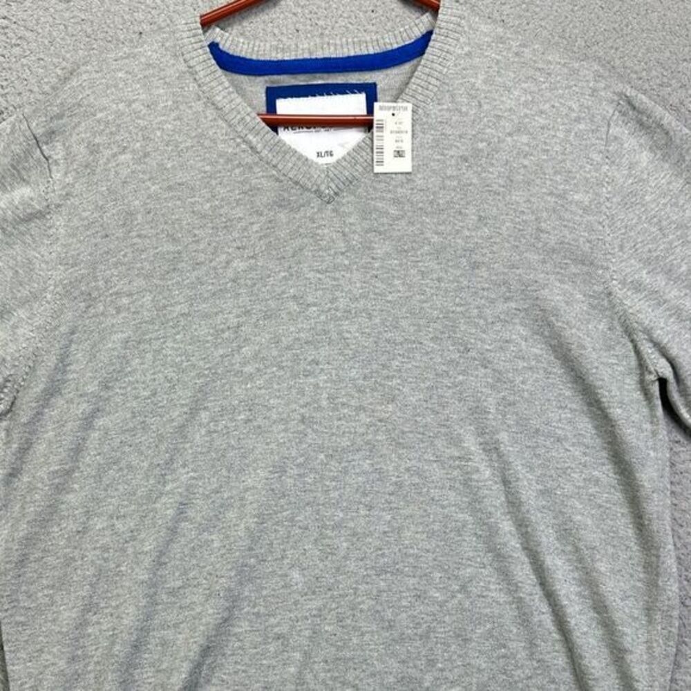Aeropostale Knit Sweater Adult XL Grey‎ Wool Blend V-Neck Pullover Mens NEW